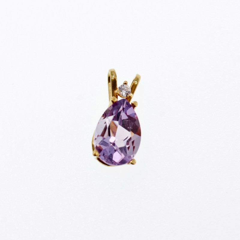 Sky Jewelry Золотой кулон с аметистом и бриллиантом  Нежность