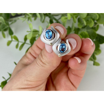 Sky Jewelry Серебряные Серьги с голубым Топазом