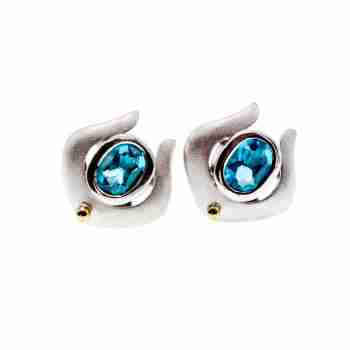 Sky Jewelry Серебряные Серьги с голубым Топазом
