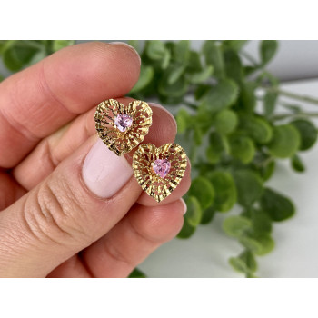 Sky Jewelry Золотые серьги с морганитом  Сердце
