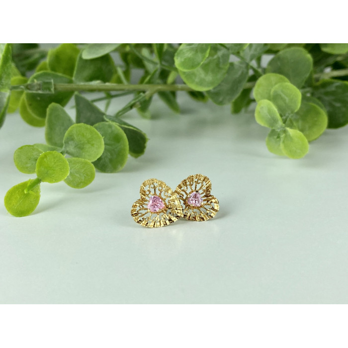 Sky Jewelry Золотые серьги с морганитом  Сердце