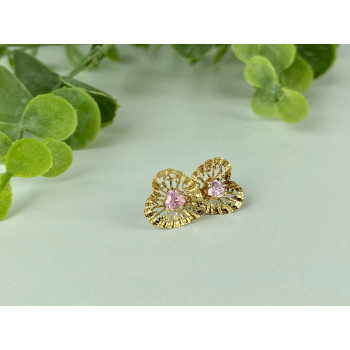 Sky Jewelry Золотые серьги с морганитом  Сердце