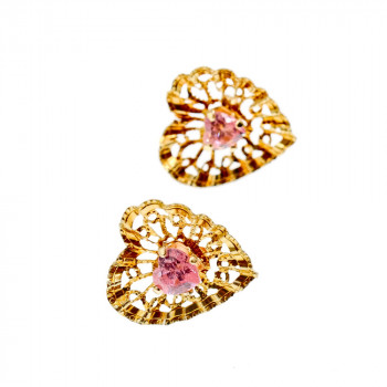 Sky Jewelry Золотые серьги с морганитом  Сердце