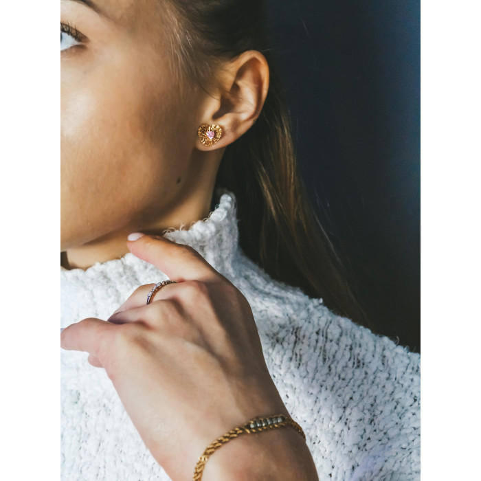 Sky Jewelry Золотые серьги с морганитом  Сердце