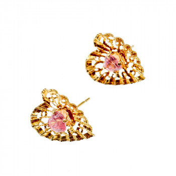 Sky Jewelry Золотые серьги с морганитом  Сердце