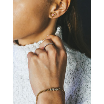 Sky Jewelry Золотые серьги с морганитом  Сердце