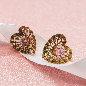 Sky Jewelry Золотые серьги с морганитом  Сердце