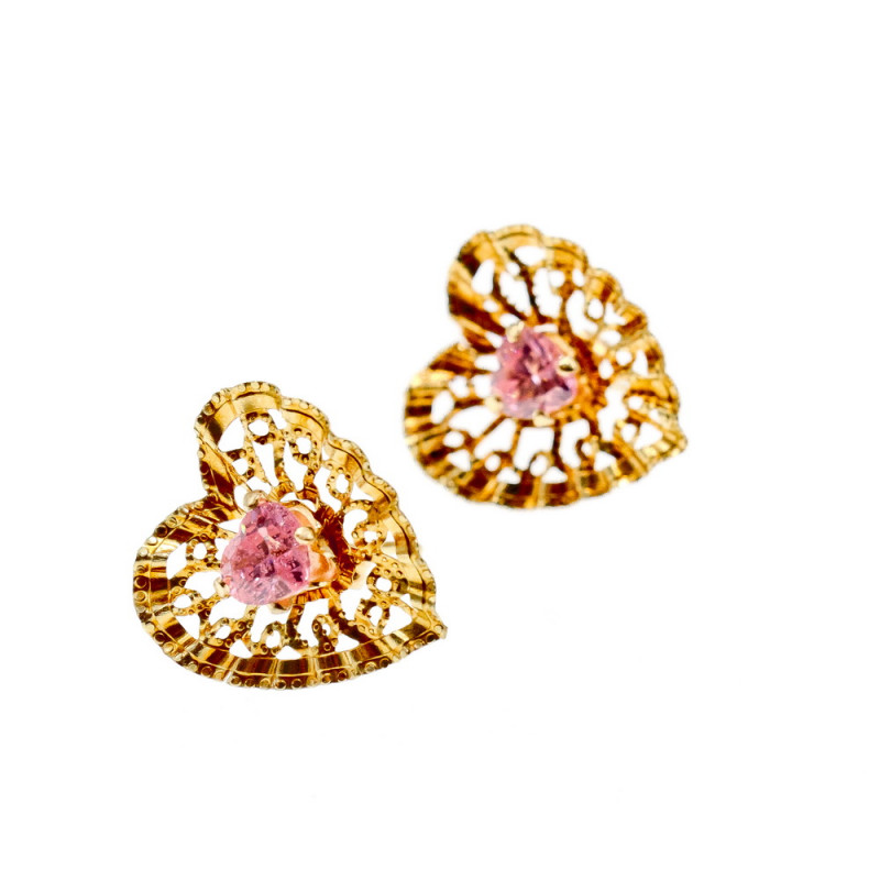 Sky Jewelry Золотые серьги с морганитом  Сердце