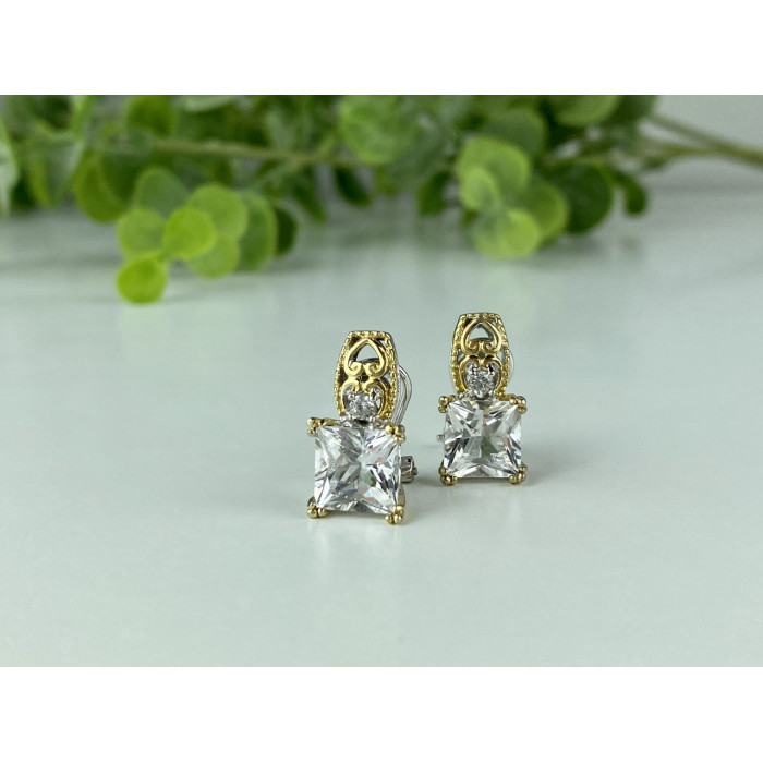 Sky Jewelry Серебряные серьги 925 пробы с белым Турмалином  *Ахроит*