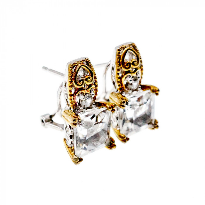 Sky Jewelry Серебряные серьги 925 пробы с белым Турмалином  *Ахроит*