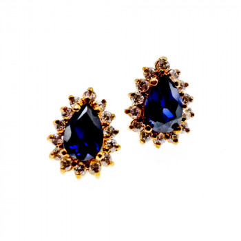 Sky Jewelry Серебряные серьги в позолоте с Сапфирами и Фианитами   Блаженство