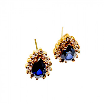 Sky Jewelry Серебряные серьги в позолоте с Сапфирами и Фианитами   Блаженство