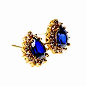 Sky Jewelry Серебряные серьги в позолоте с Сапфирами и Фианитами   Блаженство