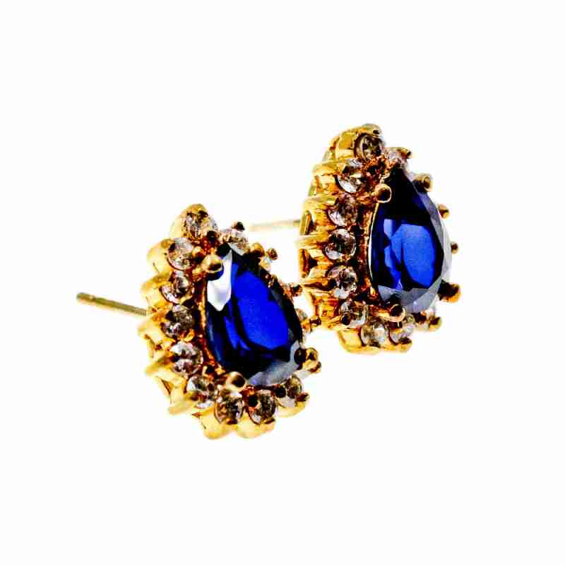 Sky Jewelry Серебряные серьги в позолоте с Сапфирами и Фианитами   Блаженство
