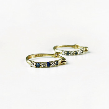 Sky Jewelry Серебряные серьги в позолоте с Сапфирами и Фианитами   Классика