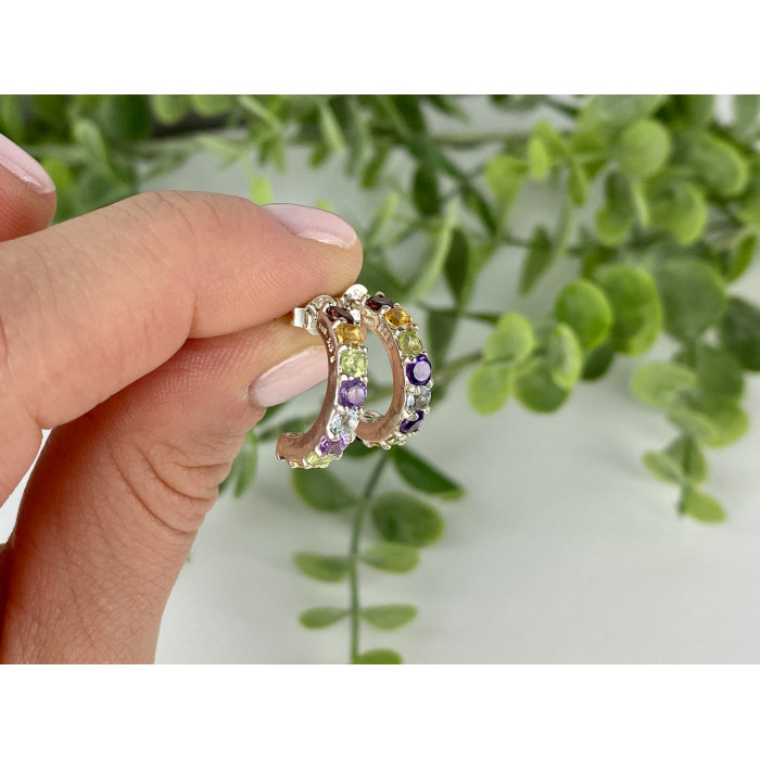 Sky Jewelry Серебряные серьги 925 проба с натуральными камнями  Радуга