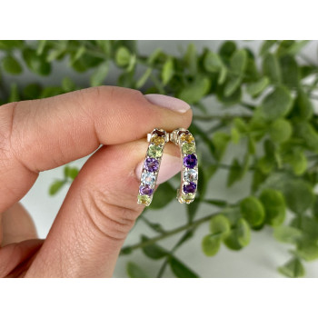 Sky Jewelry Серебряные серьги 925 проба с натуральными камнями  Радуга