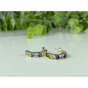 Sky Jewelry Серебряные серьги 925 проба с натуральными камнями  Радуга