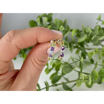 Sky Jewelry Серебряные серьги 925 проба с натуральными камнями  Радуга