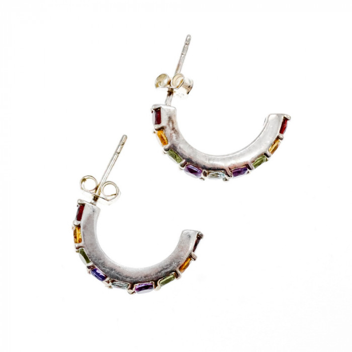 Sky Jewelry Серебряные серьги 925 проба с натуральными камнями  Радуга