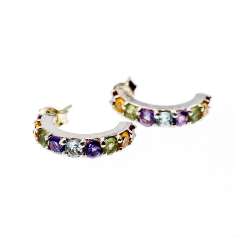 Sky Jewelry Серебряные серьги 925 проба с натуральными камнями  Радуга