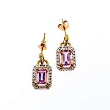 Sky Jewelry Серебряные серьги в позолоте  с Аметистом 925 проба