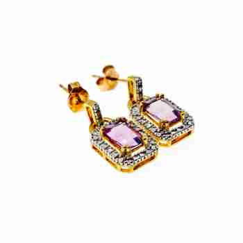 Sky Jewelry Серебряные серьги в позолоте  с Аметистом 925 проба