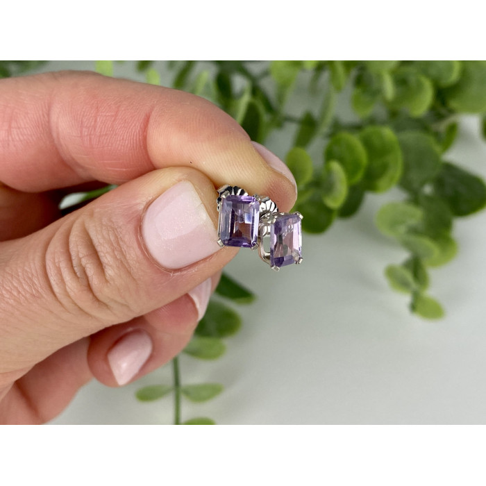 Sky Jewelry Серебряные серьги-гвоздики с Аметистом