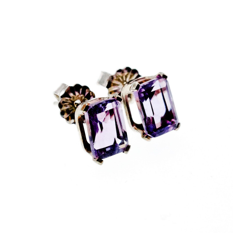Sky Jewelry Серебряные серьги-гвоздики с Аметистом