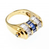 Sky Jewelry Серебряное кольцо в позолоте с сапфирами и фианитами  Уникальность