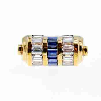 Sky Jewelry Серебряное кольцо в позолоте с сапфирами и фианитами  Уникальность
