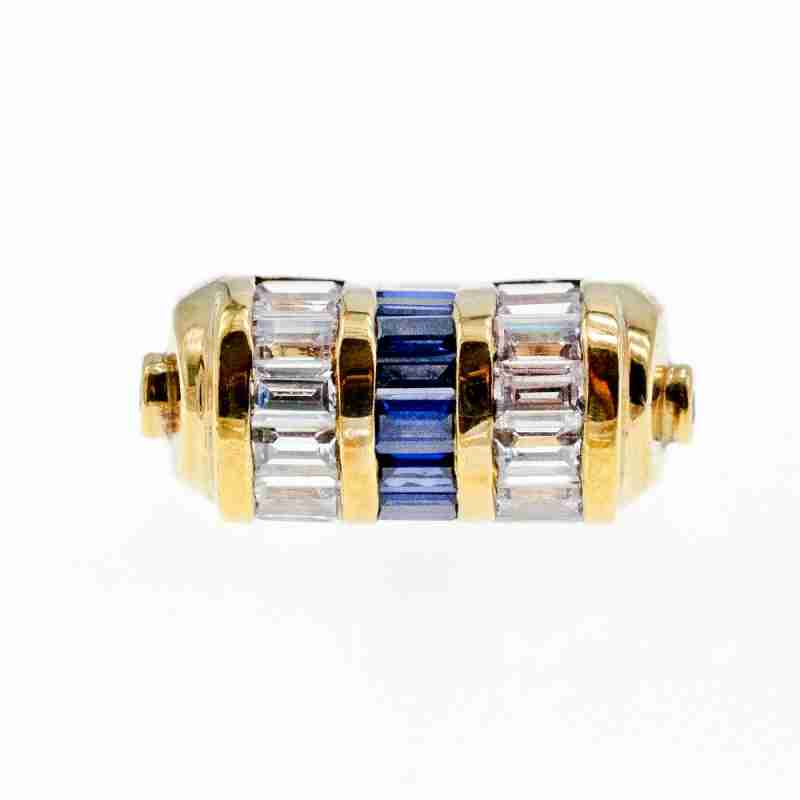 Sky Jewelry Серебряное кольцо в позолоте с сапфирами и фианитами  Уникальность
