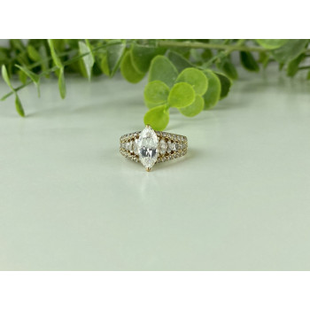 Sky Jewelry Серебряное кольцо в позолоте 925 проба с Фианитами