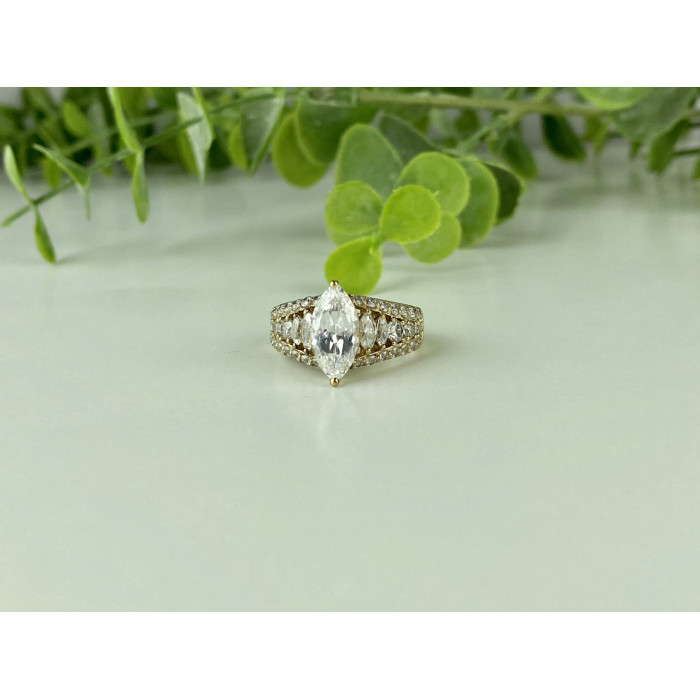 Sky Jewelry Серебряное кольцо в позолоте 925 проба с Фианитами