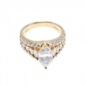 Sky Jewelry Серебряное кольцо в позолоте 925 проба с Фианитами