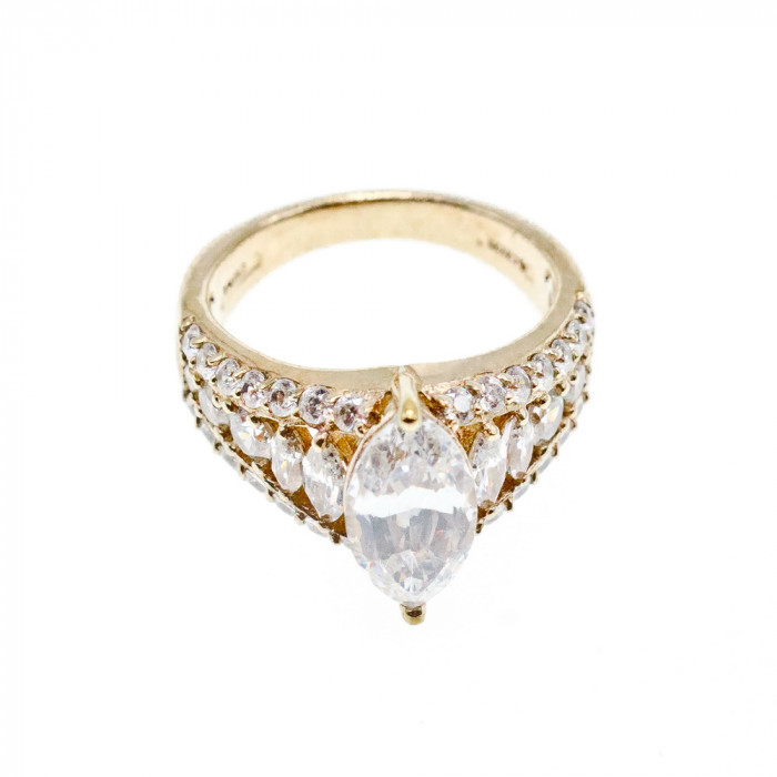 Sky Jewelry Серебряное кольцо в позолоте 925 проба с Фианитами