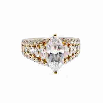 Sky Jewelry Серебряное кольцо в позолоте 925 проба с Фианитами