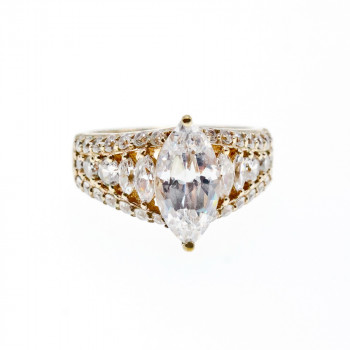 Sky Jewelry Серебряное кольцо в позолоте 925 проба с Фианитами