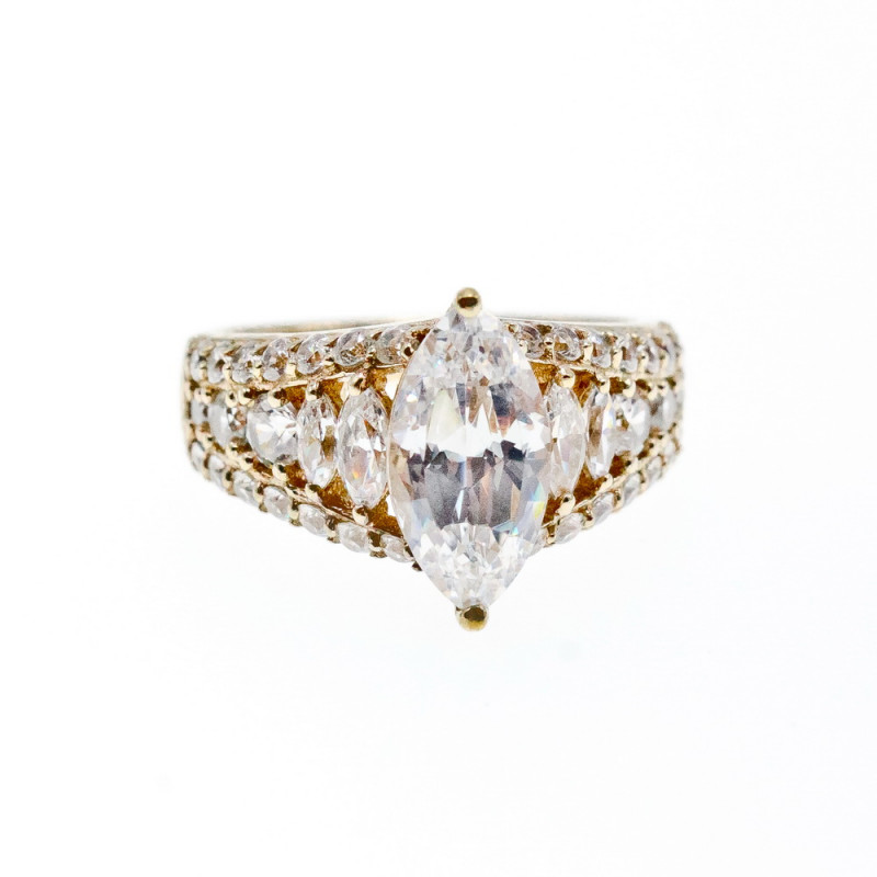 Sky Jewelry Серебряное кольцо в позолоте 925 проба с Фианитами