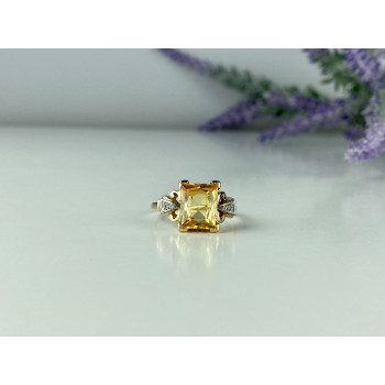 Sky Jewelry Золотое кольцо 10К (417 проба ) с желтым топазом и бриллиантами