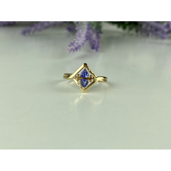 Sky Jewelry Золотое кольцо с Танзанитом и Бриллиантами   Нежность