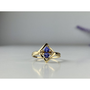 Sky Jewelry Золотое кольцо с Танзанитом и Бриллиантами   Нежность