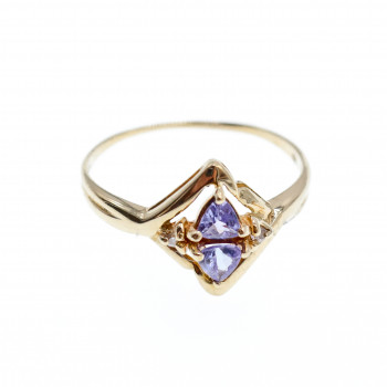 Sky Jewelry Золотое кольцо с Танзанитом и Бриллиантами   Нежность