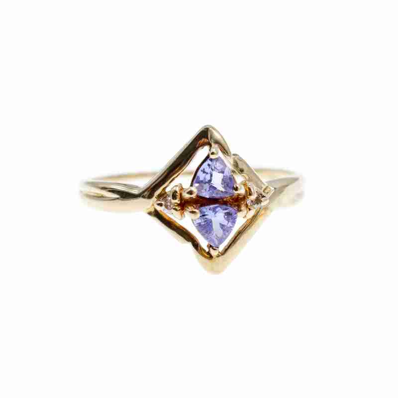Sky Jewelry Золотое кольцо с Танзанитом и Бриллиантами   Нежность