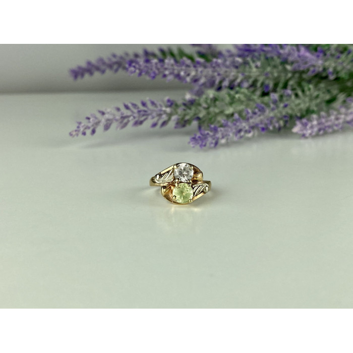 Sky Jewelry Золотое кольцо с камнями Цаворит и Гошенит