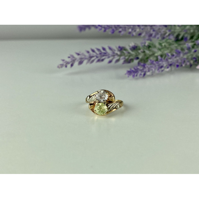 Sky Jewelry Золотое кольцо с камнями Цаворит и Гошенит