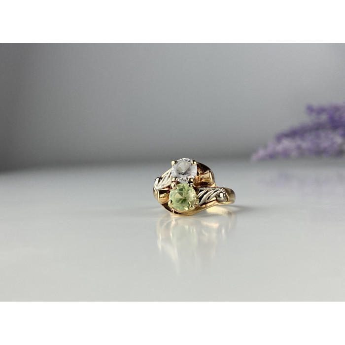 Sky Jewelry Золотое кольцо с камнями Цаворит и Гошенит