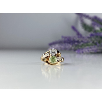 Sky Jewelry Золотое кольцо с камнями Цаворит и Гошенит