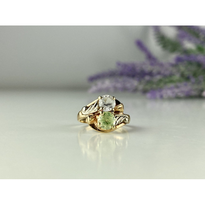 Sky Jewelry Золотое кольцо с камнями Цаворит и Гошенит