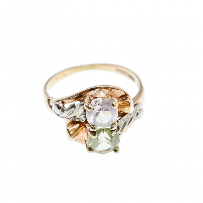Sky Jewelry Золотое кольцо с камнями Цаворит и Гошенит